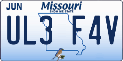 MO license plate UL3F4V