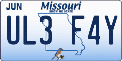 MO license plate UL3F4Y