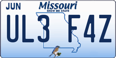 MO license plate UL3F4Z