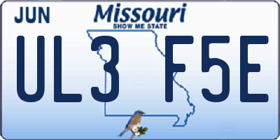 MO license plate UL3F5E