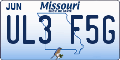 MO license plate UL3F5G