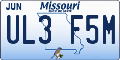 MO license plate UL3F5M