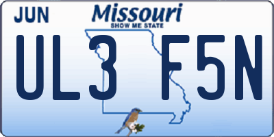 MO license plate UL3F5N