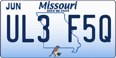 MO license plate UL3F5Q