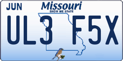 MO license plate UL3F5X