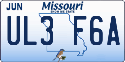 MO license plate UL3F6A