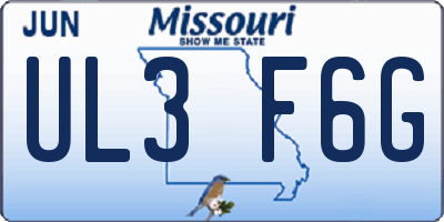 MO license plate UL3F6G