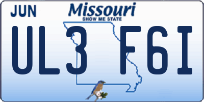 MO license plate UL3F6I