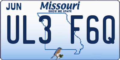 MO license plate UL3F6Q