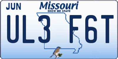 MO license plate UL3F6T