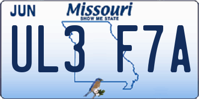 MO license plate UL3F7A