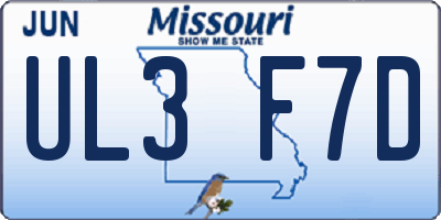 MO license plate UL3F7D