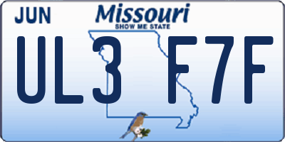 MO license plate UL3F7F