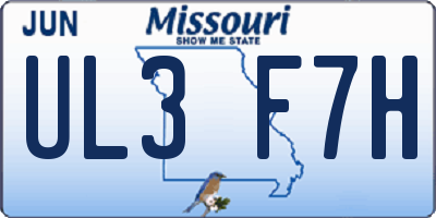 MO license plate UL3F7H