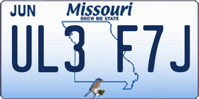 MO license plate UL3F7J