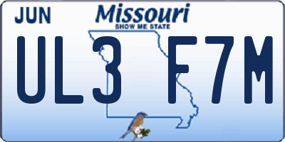 MO license plate UL3F7M