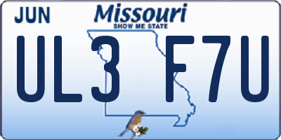 MO license plate UL3F7U