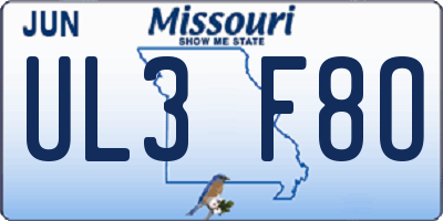 MO license plate UL3F8O