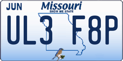 MO license plate UL3F8P