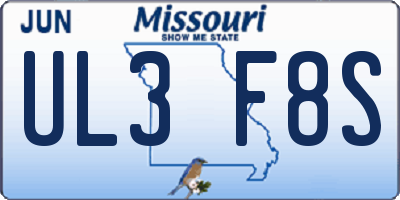 MO license plate UL3F8S