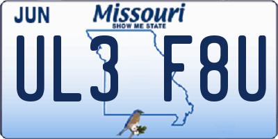 MO license plate UL3F8U