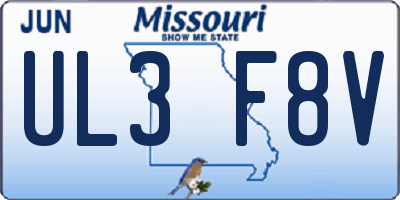 MO license plate UL3F8V