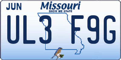 MO license plate UL3F9G