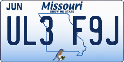 MO license plate UL3F9J