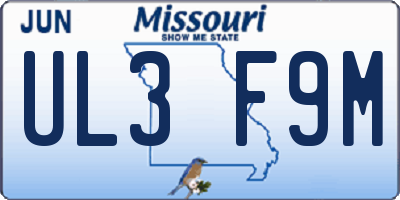 MO license plate UL3F9M