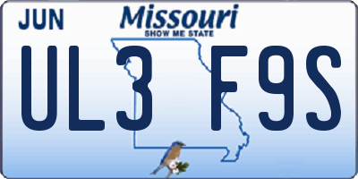 MO license plate UL3F9S