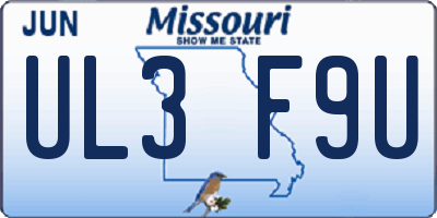 MO license plate UL3F9U