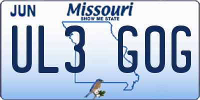 MO license plate UL3G0G