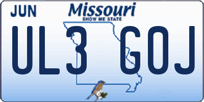 MO license plate UL3G0J