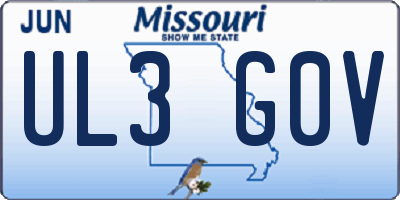 MO license plate UL3G0V