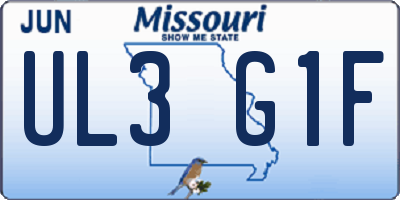 MO license plate UL3G1F