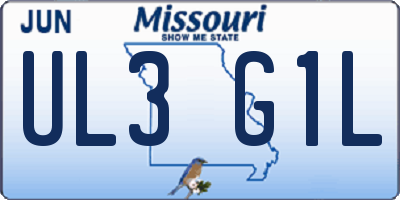 MO license plate UL3G1L