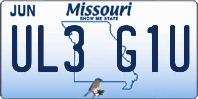 MO license plate UL3G1U