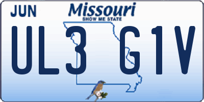 MO license plate UL3G1V