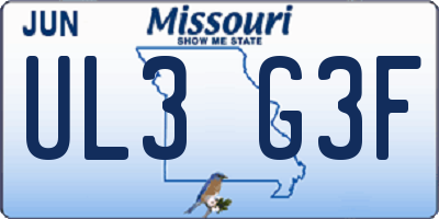 MO license plate UL3G3F