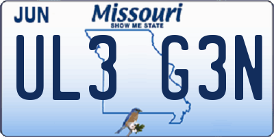 MO license plate UL3G3N