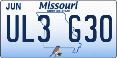 MO license plate UL3G3O
