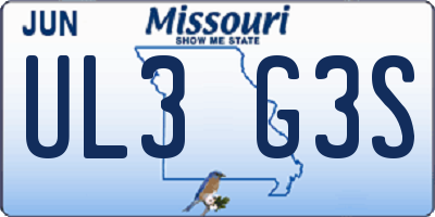 MO license plate UL3G3S