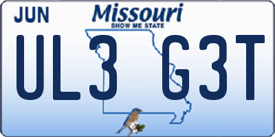 MO license plate UL3G3T