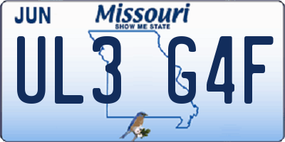 MO license plate UL3G4F
