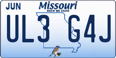 MO license plate UL3G4J