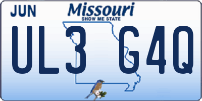 MO license plate UL3G4Q