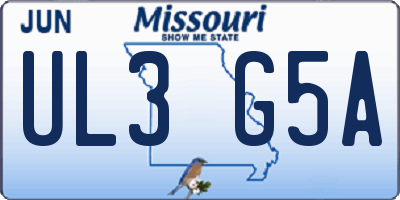 MO license plate UL3G5A