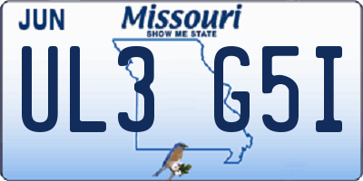 MO license plate UL3G5I