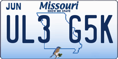 MO license plate UL3G5K