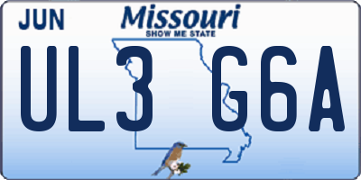 MO license plate UL3G6A